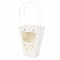Pungă conică alb ivory cu fereastră 20×15×25,45 cm set 10 buc